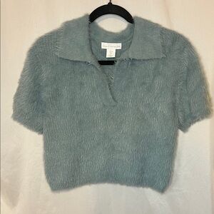 House of Harlow 1960 Fuzzy Blue Crop Top